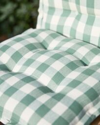 Dibor Set of 2 Green Gingham Summer Outdoor Garden Chair Seat Pad Cushions W40 x L40cm - Size: 40 cm x 40 cm - thumbnail 3
