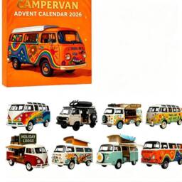 Quipulse 24-Day Countdown Retro Campervan Model Festival Blind Box in Orange - thumbnail 5