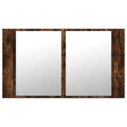 Berkfield Home LED Bathroom Mirror Cabinet Smoked Oak 80x12x45 cm Acrylic in Brown - Size: 80 x 12 x 45 cm - thumbnail 7