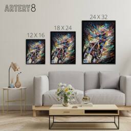 "Artery8 Motorcycle Motocross Rider Colourful Framed Canvas Wall Art Print - Size: W12"" x H16""" - thumbnail 4