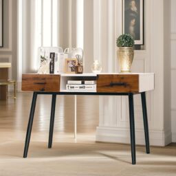 Pirlo Plush 2 Drawer Console Accent Table Hallway Living Room Furniture in Black - thumbnail 5
