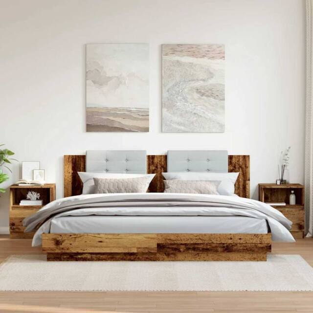 Berkfield Home Classic Bedside Cabinets 2 pcs Old Wood 40x40x50 cm Engineered Wood in Brown - Size: 40 x 40 x 50 cm - image 1