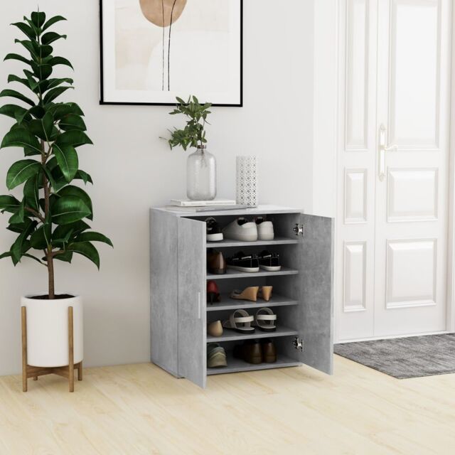 Berkfield Home Shoe Cabinet Concrete Grey 60x35x70 cm Engineered Wood - Size: 60 x 35 x 70 cm - image 1