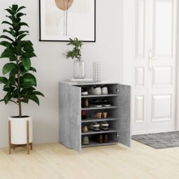 Berkfield Home Shoe Cabinet Concrete Grey 60x35x70 cm Engineered Wood - Size: 60 x 35 x 70 cm - thumbnail 1