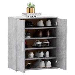 Berkfield Home Shoe Cabinet Concrete Grey 60x35x70 cm Engineered Wood - Size: 60 x 35 x 70 cm - thumbnail 4