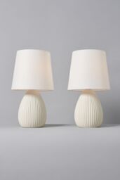 BHS Lighting Freya 2 Pack Ceramic Table Lamps in Cream - thumbnail 1