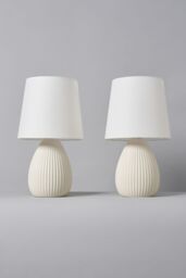 BHS Lighting Freya 2 Pack Ceramic Table Lamps in Cream - thumbnail 2