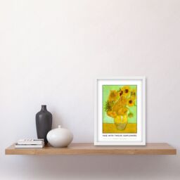 Artery8 Vincent Van Gogh Vase With Twelve Sunflowers Painting Artwork Framed Wall Art Print A4 in White - thumbnail 2