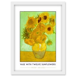 Artery8 Vincent Van Gogh Vase With Twelve Sunflowers Painting Artwork Framed Wall Art Print A4 in White - thumbnail 1