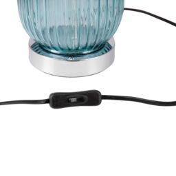 First Choice Lighting Turquoise Ribbed Glass Lamp with White Shade in Silver - thumbnail 3