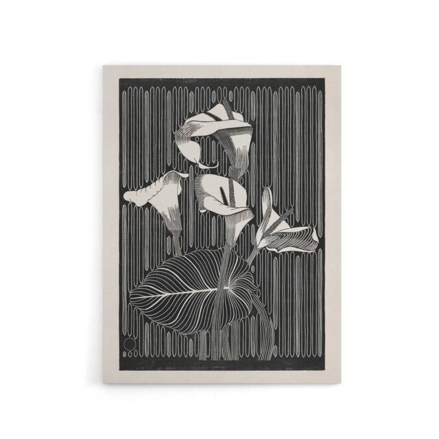 "Artery8 Stylised Calla Lily Flowers De Mesquita Canvas Wall Art Print in Black - Size: W12"" x H16""" - image 1