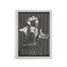 "Artery8 Stylised Calla Lily Flowers De Mesquita Canvas Wall Art Print in Black - Size: W12"" x H16""" - thumbnail 1