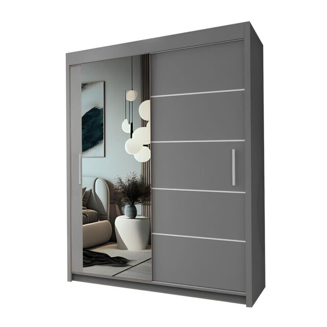Interior Emporium Ltd IE Lyon Sliding Door Bedroom Wardrobe with LED Light - Wardrobe for You - Wardrobes with LED Light ( Grey, 180 cm ) in Grey - image 1