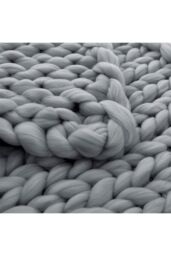 Living and Home 60cm L x 60cm W Office Chunky Knitted Cover Leg Blanket Sofa Chair Decor Throw Blanket, Grey - Size: 60 cm x 60 cm - thumbnail 5