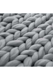 Living and Home 60cm L x 60cm W Office Chunky Knitted Cover Leg Blanket Sofa Chair Decor Throw Blanket, Grey - Size: 60 cm x 60 cm - thumbnail 4