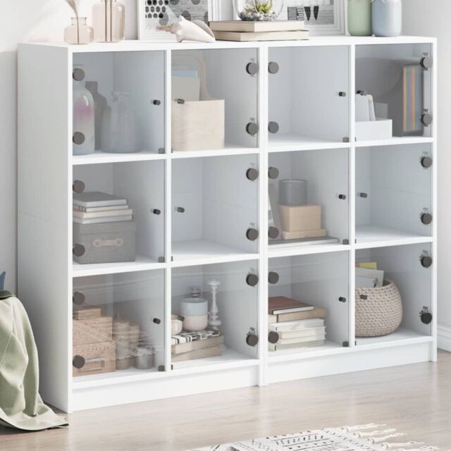 Berkfield Home Bookcase with Doors White 136x37x109 cm Engineered Wood - Size: 136 x 37 x 109 cm - image 1