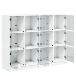 Berkfield Home Bookcase with Doors White 136x37x109 cm Engineered Wood - Size: 136 x 37 x 109 cm - thumbnail 6