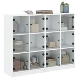 Berkfield Home Bookcase with Doors White 136x37x109 cm Engineered Wood - Size: 136 x 37 x 109 cm - thumbnail 5