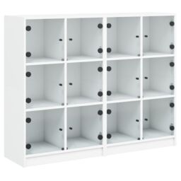 Berkfield Home Bookcase with Doors White 136x37x109 cm Engineered Wood - Size: 136 x 37 x 109 cm - thumbnail 2