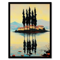 "Artery8 Visovac Island Croatia Serene Coastal Landscape Framed Art Print in Yellow - Size: W12"" x H16""" - thumbnail 1
