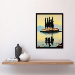 "Artery8 Visovac Island Croatia Serene Coastal Landscape Framed Art Print in Yellow - Size: W12"" x H16""" - thumbnail 4