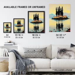 "Artery8 Visovac Island Croatia Serene Coastal Landscape Framed Art Print in Yellow - Size: W12"" x H16""" - thumbnail 3