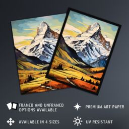 Artery8 Swiss Alps Switzerland Oil Painting Snow Capped Peaks Over Idyllic Alpine Meadow Extra Large XL Unframed Wall Art Poster Print - thumbnail 2