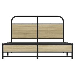 Berkfield Home Bed Frame without Mattress 140x200 cm Sonoma Oak Engineered Wood in Brown - thumbnail 5