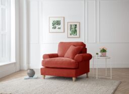 The Great Sofa Company Ezra Textured Velvet Armchair - Scroll Arm in Terracotta - thumbnail 1