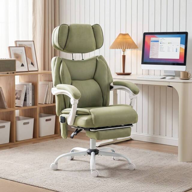 HOMCOM Vibration Massage Office Chair w/ Heat Reclining Function, Lime Green - image 1