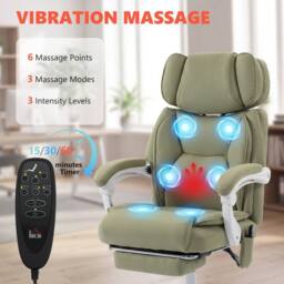 HOMCOM Vibration Massage Office Chair w/ Heat Reclining Function, Lime Green - thumbnail 4