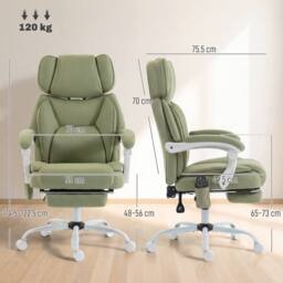 HOMCOM Vibration Massage Office Chair w/ Heat Reclining Function, Lime Green - thumbnail 3