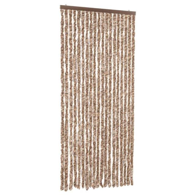 Berkfield Home Fly Curtain Beige & Dark Brown 56x185 cm Chenille - image 1