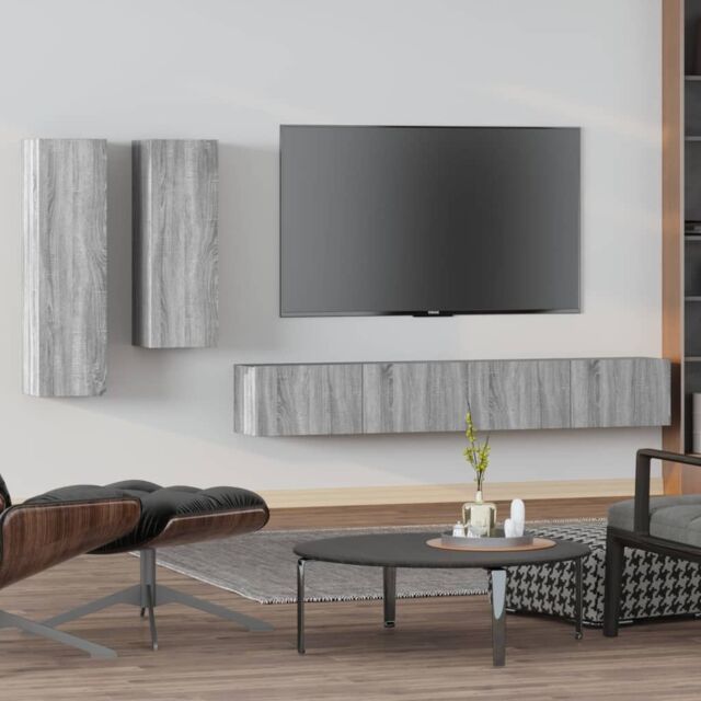 Berkfield Home 4 Piece TV Cabinet Set Grey Sonoma Engineered Wood - image 1