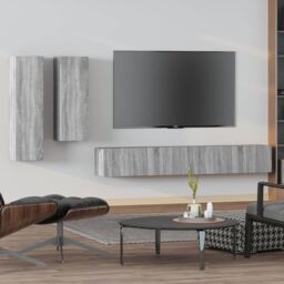 Berkfield Home 4 Piece TV Cabinet Set Grey Sonoma Engineered Wood - thumbnail 1