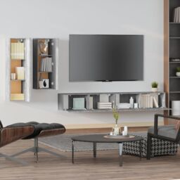 Berkfield Home 4 Piece TV Cabinet Set Grey Sonoma Engineered Wood - thumbnail 3
