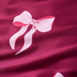 OHS Bows Microfibre Reversible Bedding Set Duvet Cover with Pillowcase in Burgundy - Size: King - thumbnail 8