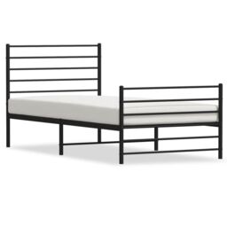 Berkfield Home Metal Bed Frame with Headboard & Footboard Black 90x190 cm Single - thumbnail 2