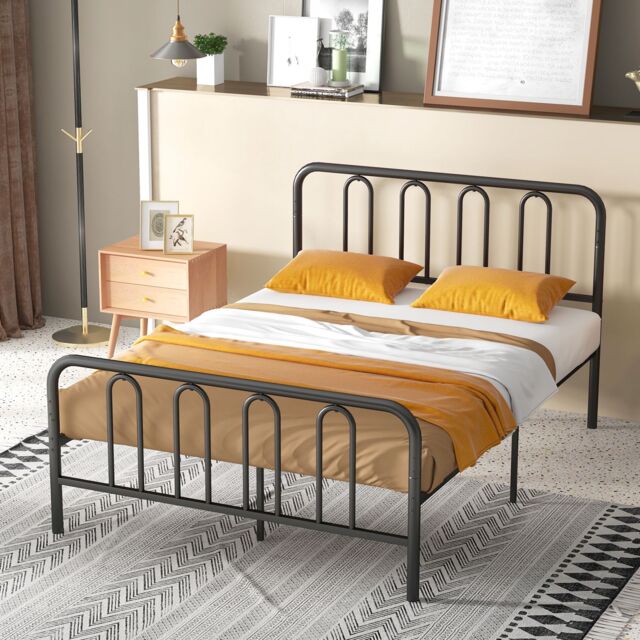 Costway Double Size Metal Bed Frame with Headboard Platform Bed with Metal Slats Support in Black - image 1