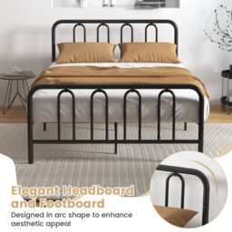 Costway Double Size Metal Bed Frame with Headboard Platform Bed with Metal Slats Support in Black - thumbnail 6