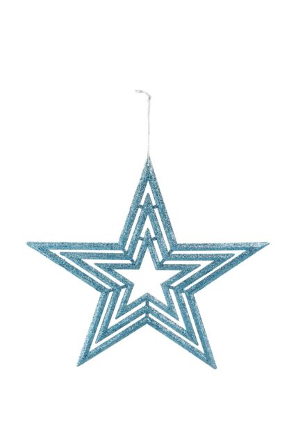 VFM e-Store Christmas Tree Decoration Hanging Glitter Star Burst Ornament Ice Blue - image 1