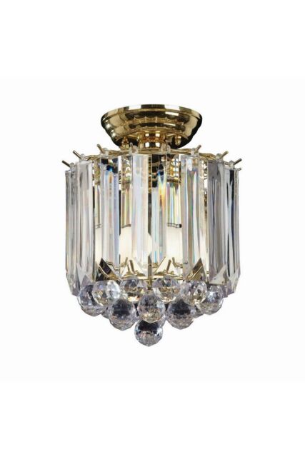 Netlighting Fargo 2 Light Flush Ceiling Light Acrylic Brass E14 in Gold - image 1