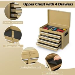 Costway 5-Drawer Rolling Tool Chest Tool Storage Cabinet w/ Lockable Wheel in Yellow - thumbnail 8