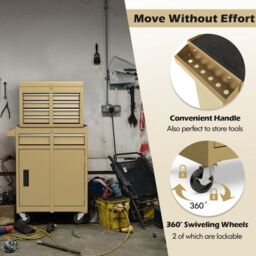 Costway 5-Drawer Rolling Tool Chest Tool Storage Cabinet w/ Lockable Wheel in Yellow - thumbnail 5