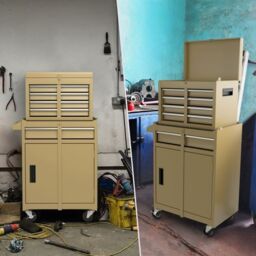 Costway 5-Drawer Rolling Tool Chest Tool Storage Cabinet w/ Lockable Wheel in Yellow - thumbnail 3