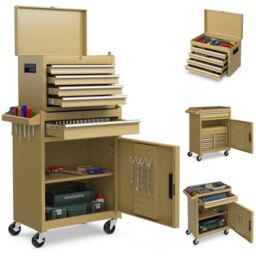 Costway 5-Drawer Rolling Tool Chest Tool Storage Cabinet w/ Lockable Wheel in Yellow
