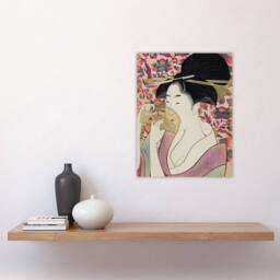 "Artery8 Woman With A Comb Portrait Japan Wall Art Print Utamaro Kitagawa in Pink - Size: W18"" x H24""" - thumbnail 4