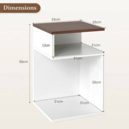 Kelvenix S-Shaped Side Table 3 tier Wood End Table in White - Size: 0.6m2 - thumbnail 2