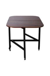 Living and Home Folding Drop Leaf Table with 6 Wheels in Dark Brown - thumbnail 5