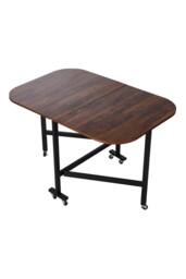 Living and Home Folding Drop Leaf Table with 6 Wheels in Dark Brown - thumbnail 7